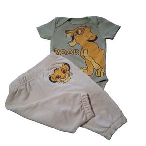 Disney Baby Mickey Mouse & Friends Romper & Bucket Hat Set 0-3M Sage GreenDisney